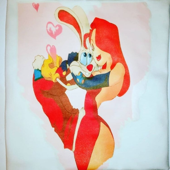 Women V Neck T Shirt Jessica Rabbit T Shirt - Picture 1 of 3